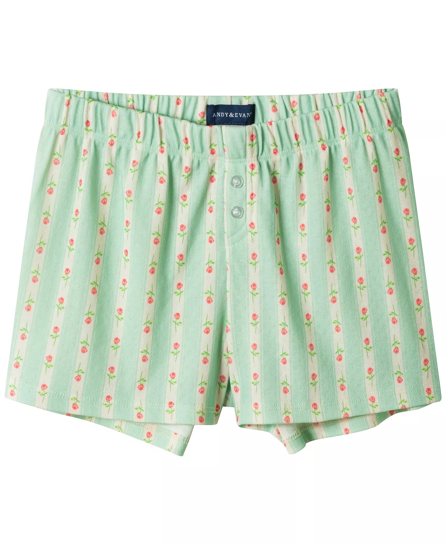 Andy & Evan Girls Sleepwear Andy & Evan Green Floral Rosette Pointelle Lounge Set
