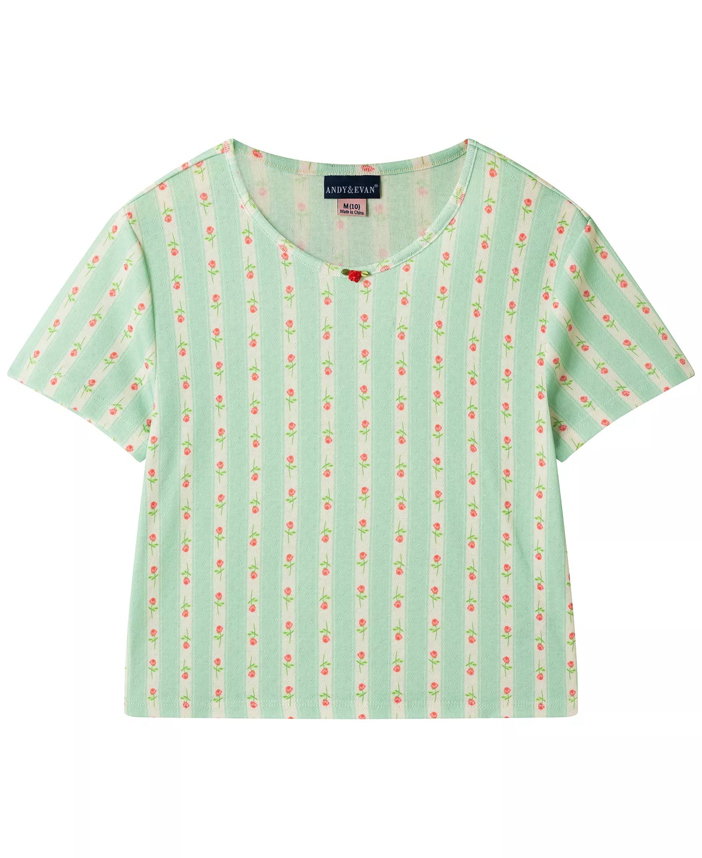 Andy & Evan Girls Sleepwear Andy & Evan Green Floral Rosette Pointelle Lounge Set
