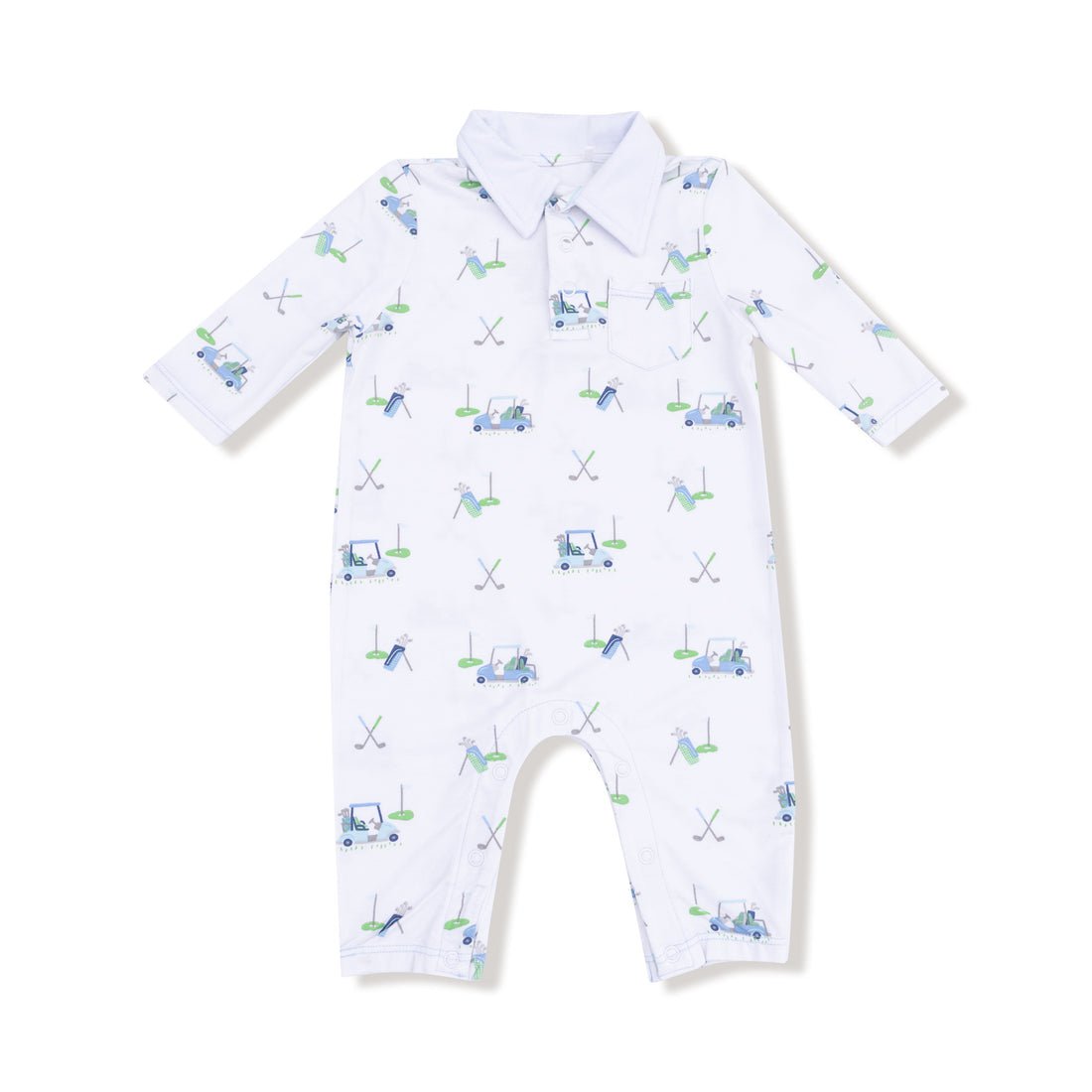 Angel Dear Blue/White / 3-6 Mo Angel Dear Baby Golf Carts Blue Polo Romper