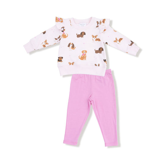 Angel Dear Light Pink / 2 Toddler Angel Dear Best Friend Dogs Pink French Terry Legging Set