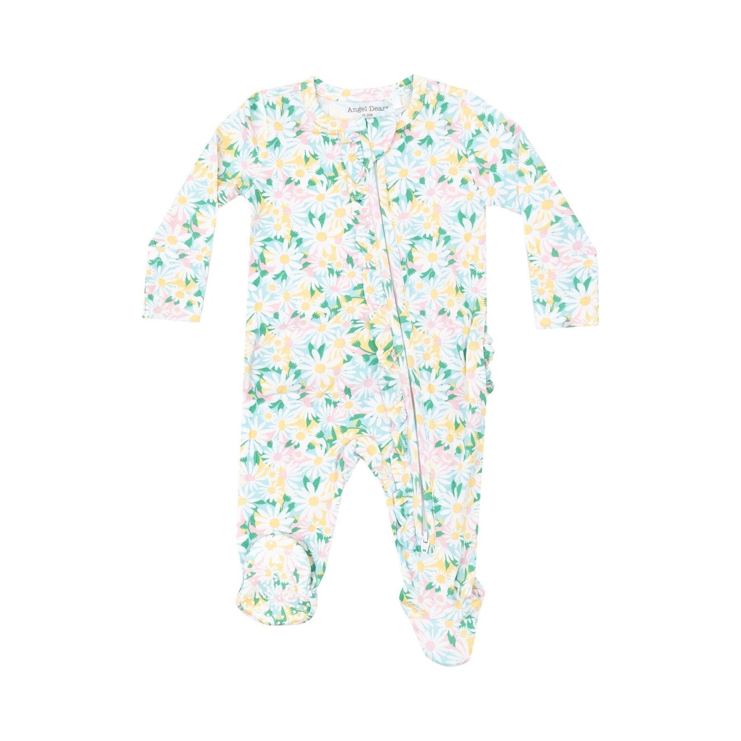 Angel Dear Apparel & Gifts Color Fill Daisies / Newborn Angel Dear Color Fill Daisies Ruffle Zipper Footie