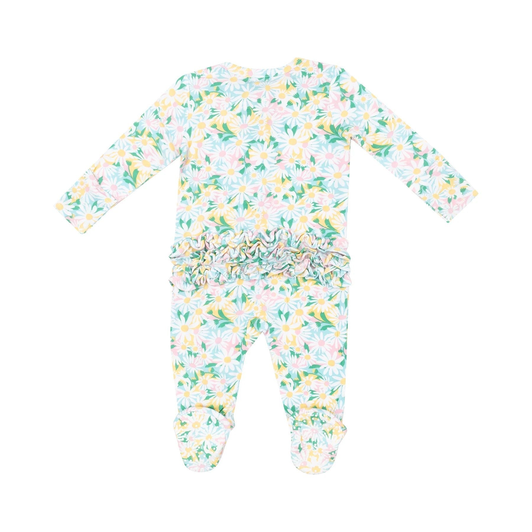 Angel Dear Apparel & Gifts Angel Dear Color Fill Daisies Ruffle Zipper Footie