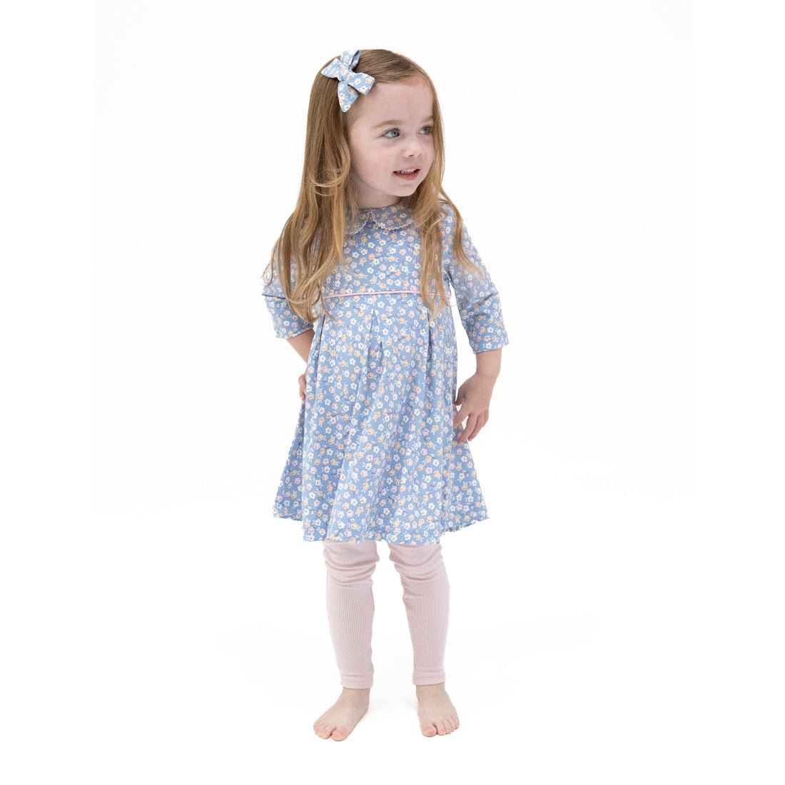 Angel Dear Angel Dear Country Calico Box Pleat Dress with Leggings