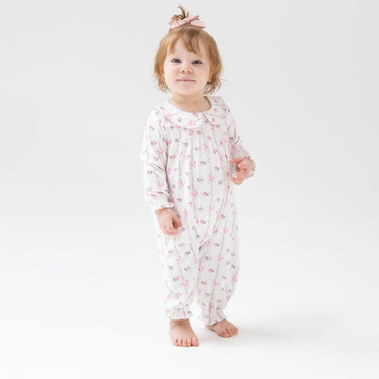 Angel Dear Angel Dear Dainty Buds & Bows Stripe Smocked Romper