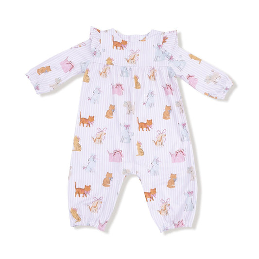 Angel Dear White/Light Purple / 3-6 Mo Angel Dear Fancy Pets Ruffle Sleeve Romper