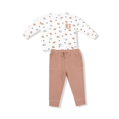 Angel Dear White / 2 Toddler Angel Dear Footballs & Stars Jogger Set
