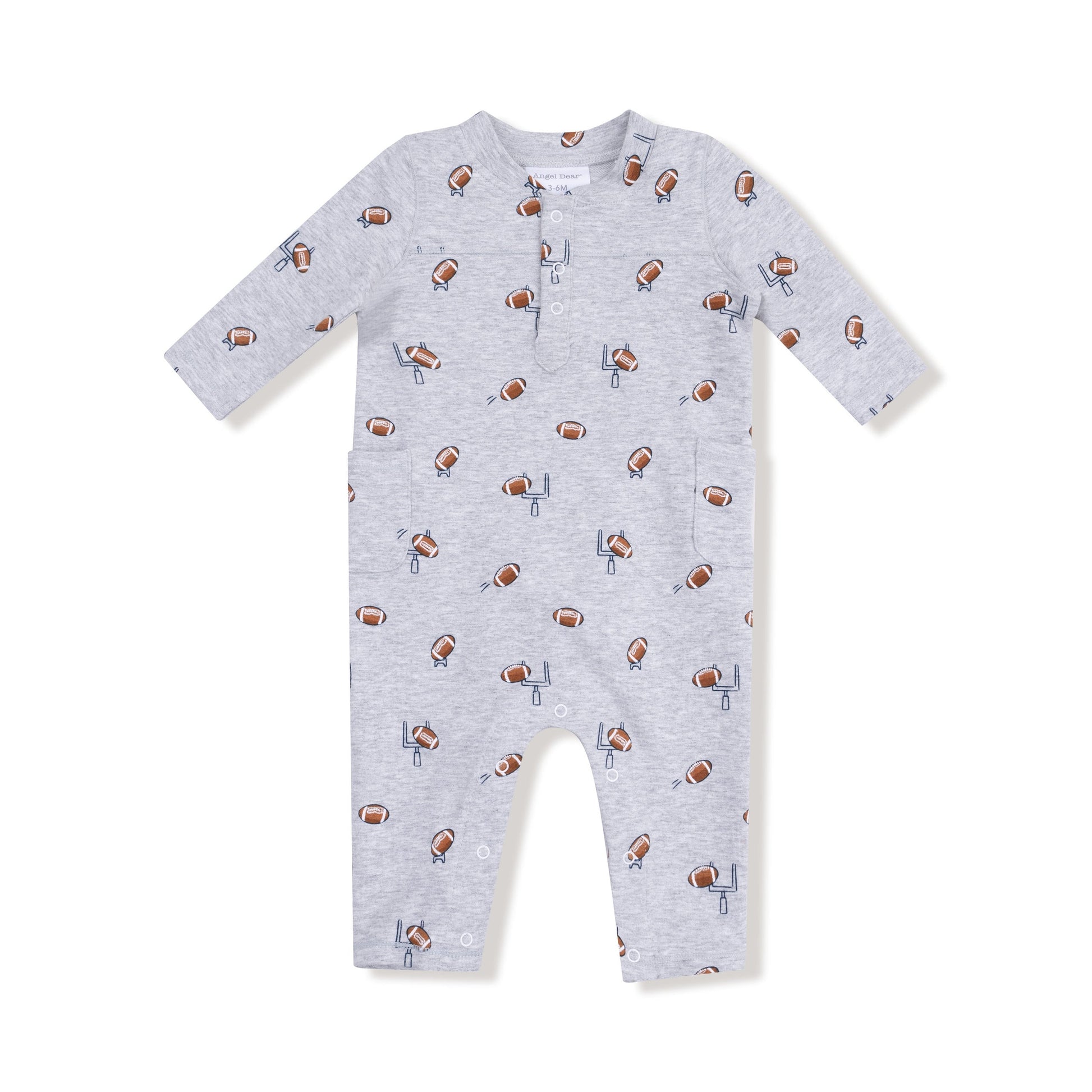 Angel Dear Gray / 3-6 Mo Angel Dear French Terry Sport Football Field Goal Romper