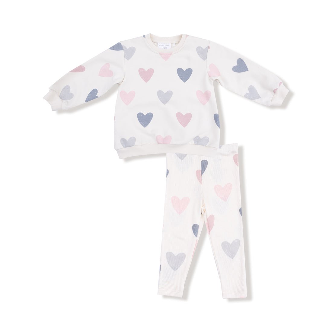 Angel Dear Whisper White / 2 Toddler Angel Dear Hearts French Terry Puffy Oversized Sweatshirt Legging Set