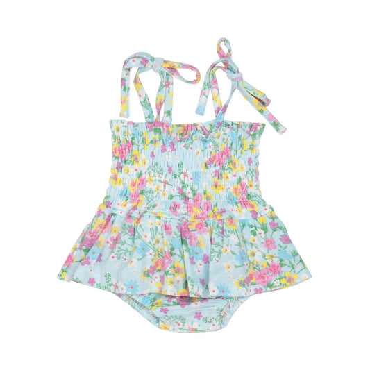 Angel Dear Apparel & Gifts Little Buttercup Floral / 6-12 Mo Angel Dear Little Buttercup Floral Smocked Bubble with Skirt