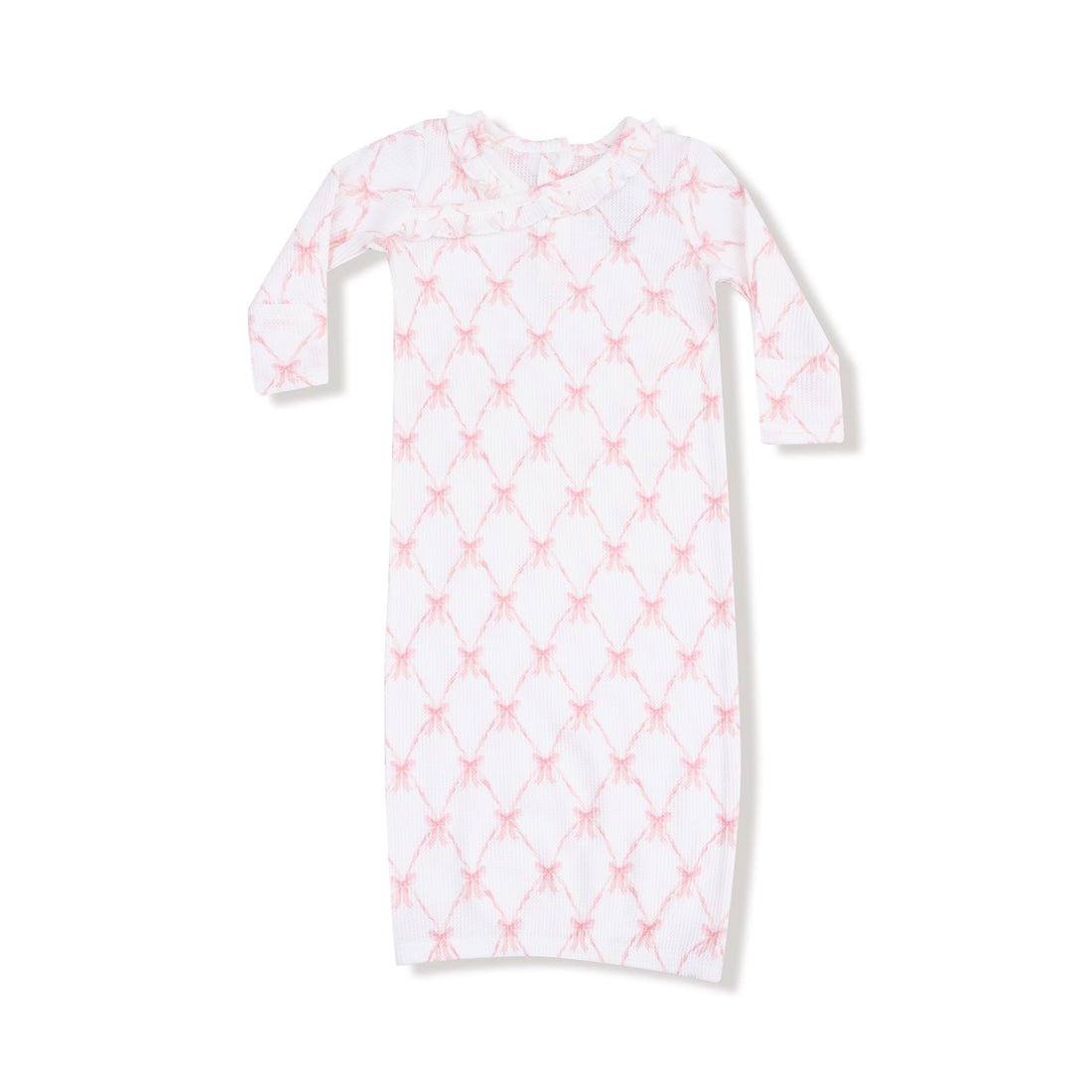 Angel Dear White/Light Pink / 0-3 Mo Angel Dear Ribbon Bow Trellis Kimono Gown