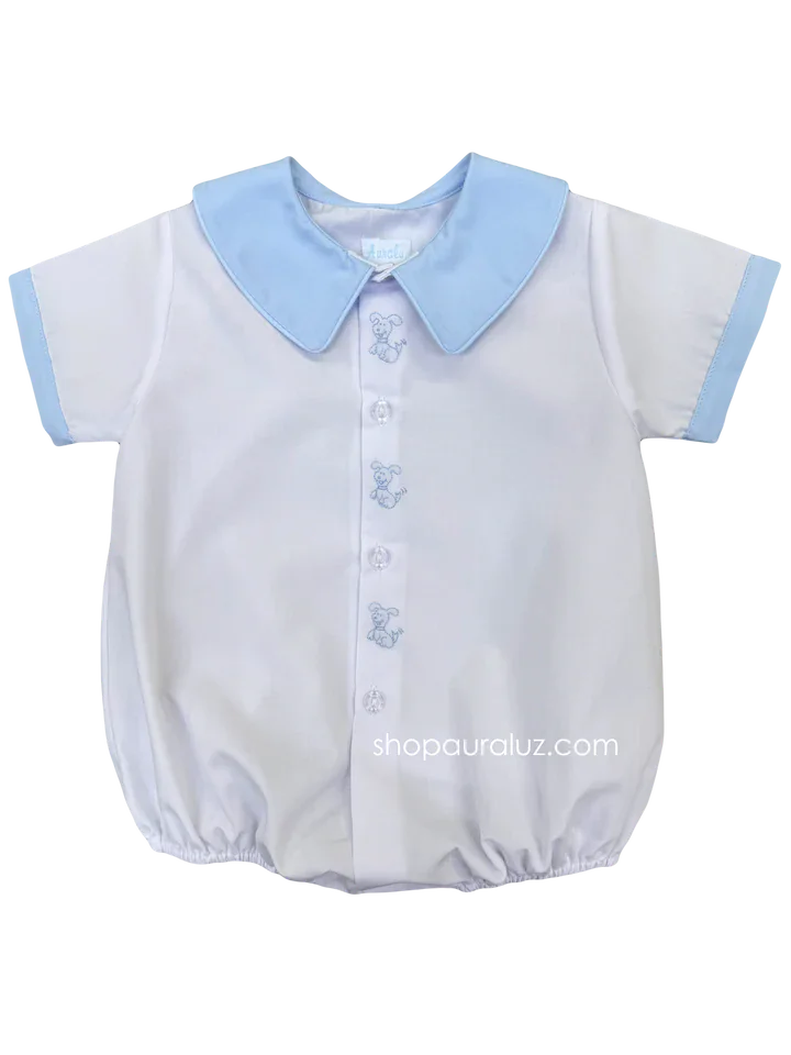 Auraluz Infant Boy White / Newborn Auraluz Boys Button Front Bubble - Happy Doggy