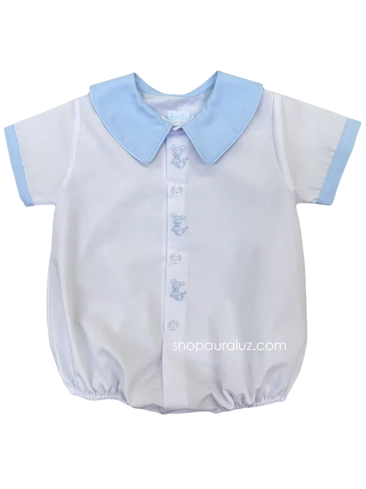 Auraluz Infant Boy White / Newborn Auraluz Boys Button Front Bubble - Happy Doggy