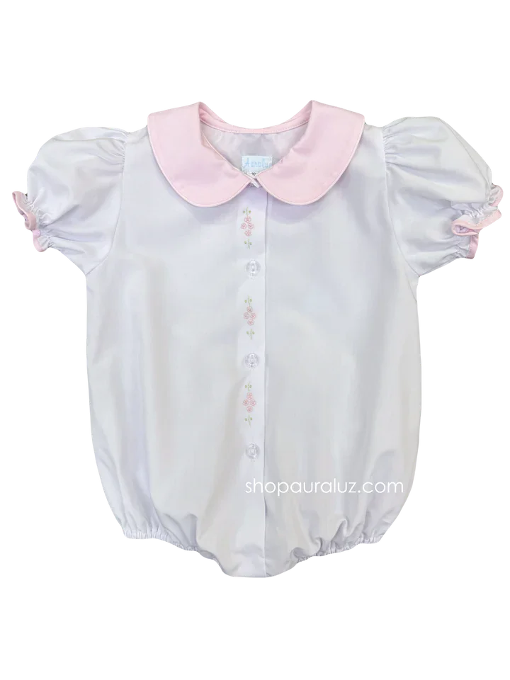 Auraluz Infant Girl White / 3 Mo Auraluz Girls Button Front Bubble - Tiny Flowers