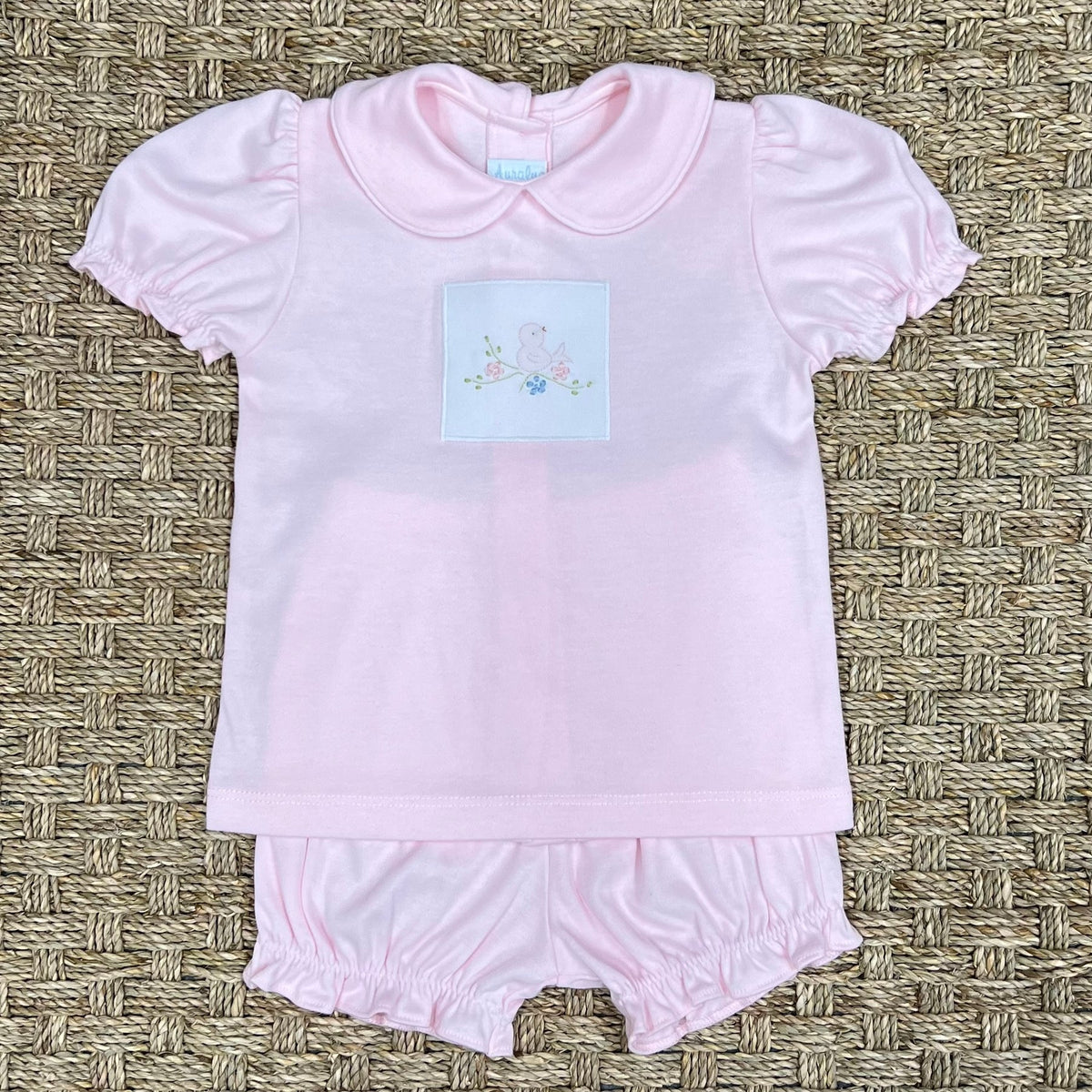 Auraluz Girls Play Sets Pink / 12 Mo Auraluz Girls Knit Bloomer Set - Birds