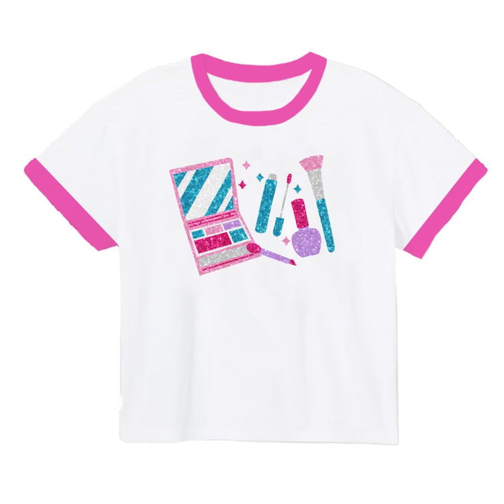 Azarhia LLC Multicolor / 3 Toddler Azarhia Girls Glitter Make Up on Boxy T-Shirt