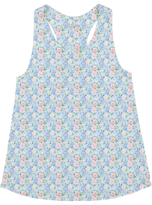 Azarhia LLC Girls Apparel / Shirts / Kids Blue / 3 Toddler Azarhia Girls Grand Blue Flowers Printed Tank