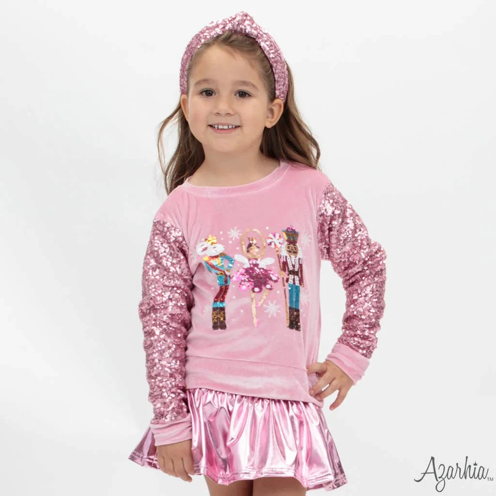 Azarhia Girls Nutcracker Velvet Sweatshirt