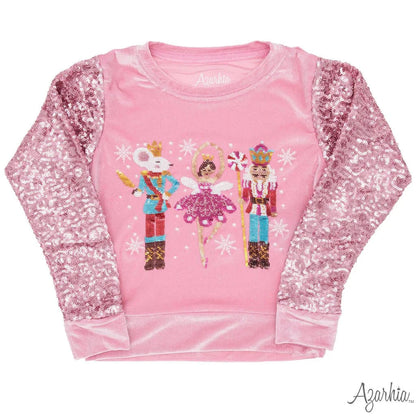 Azarhia Girls Nutcracker Velvet Sweatshirt
