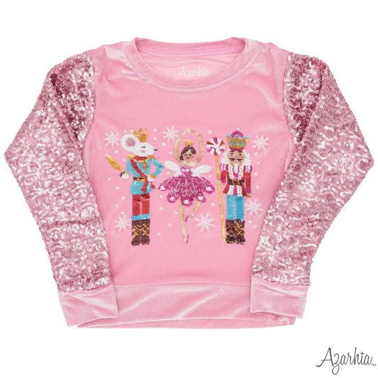 Azarhia Girls Nutcracker Velvet Sweatshirt