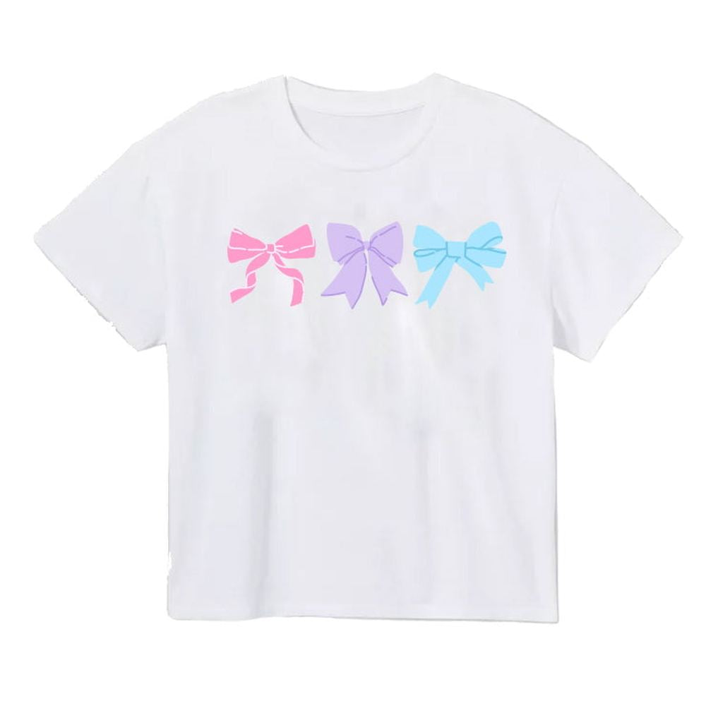Azarhia LLC White / 3 Toddler Azarhia Girls Pastel Bows Boxy T-Shirt
