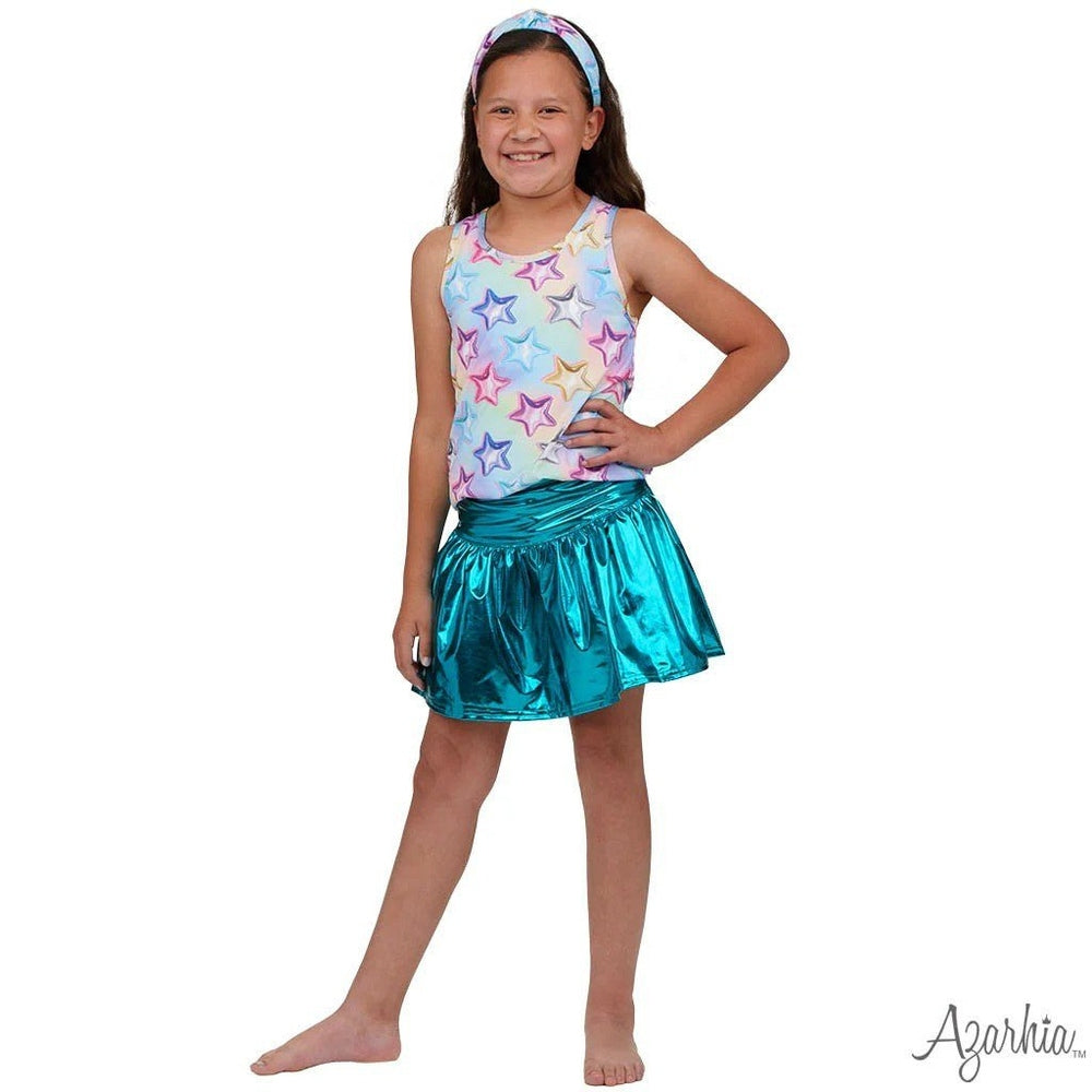 Azarhia Girls Racer Back Tank Metallic Stars