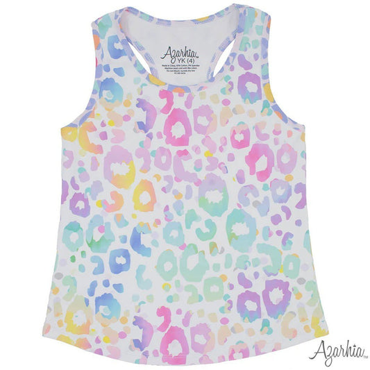 Azarhia Girls Racer Back Tank Pastel Leopard babysupermarket