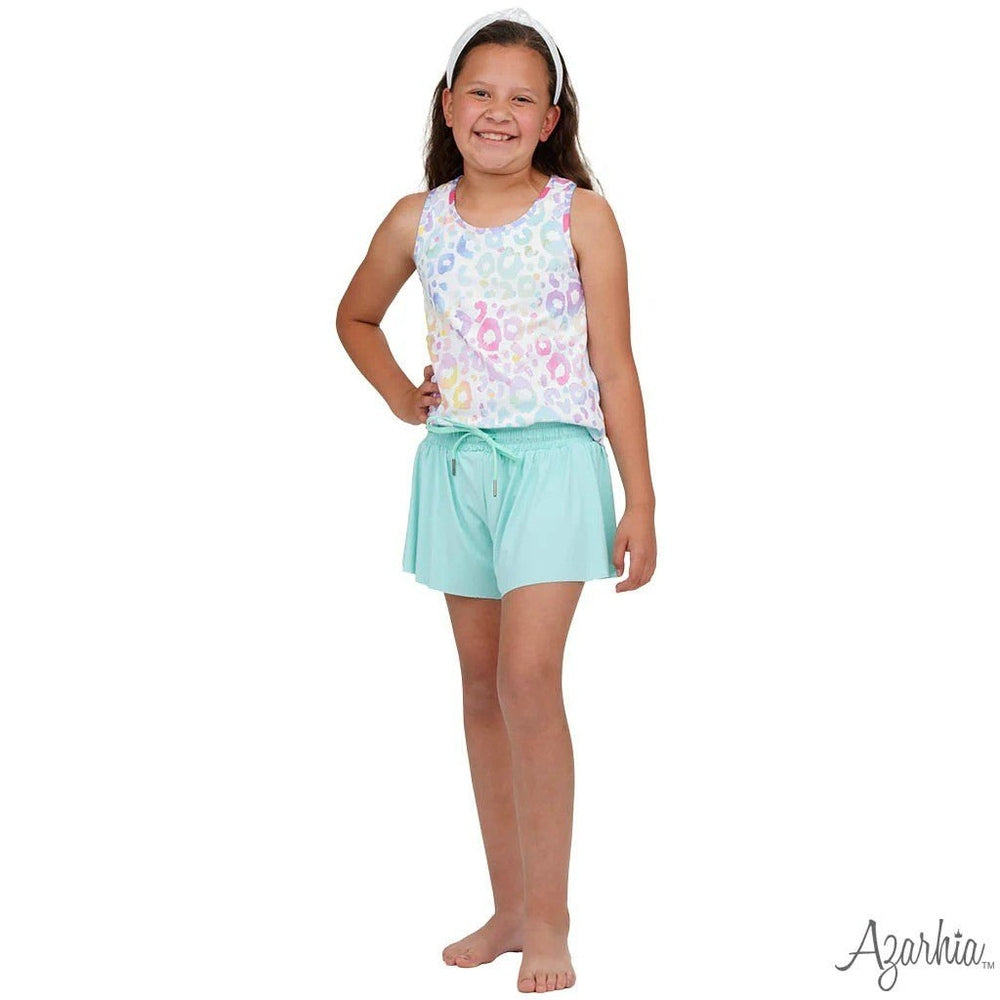 Azarhia Girls Racer Back Tank Pastel Leopard