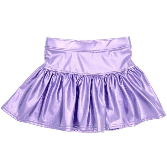 Azarhia Girls Slick Metallic Gathered Skort Lavender babysupermarket