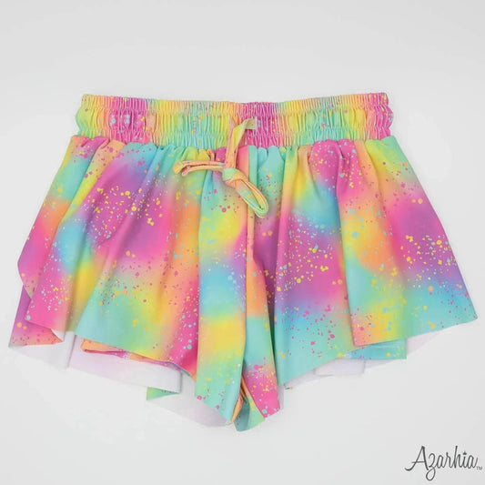 Azarhia Girls Tie Dye Glow Butterfly Flowy Short