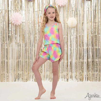 Azarhia Girls Tie Dye Glow Racer Back Tank