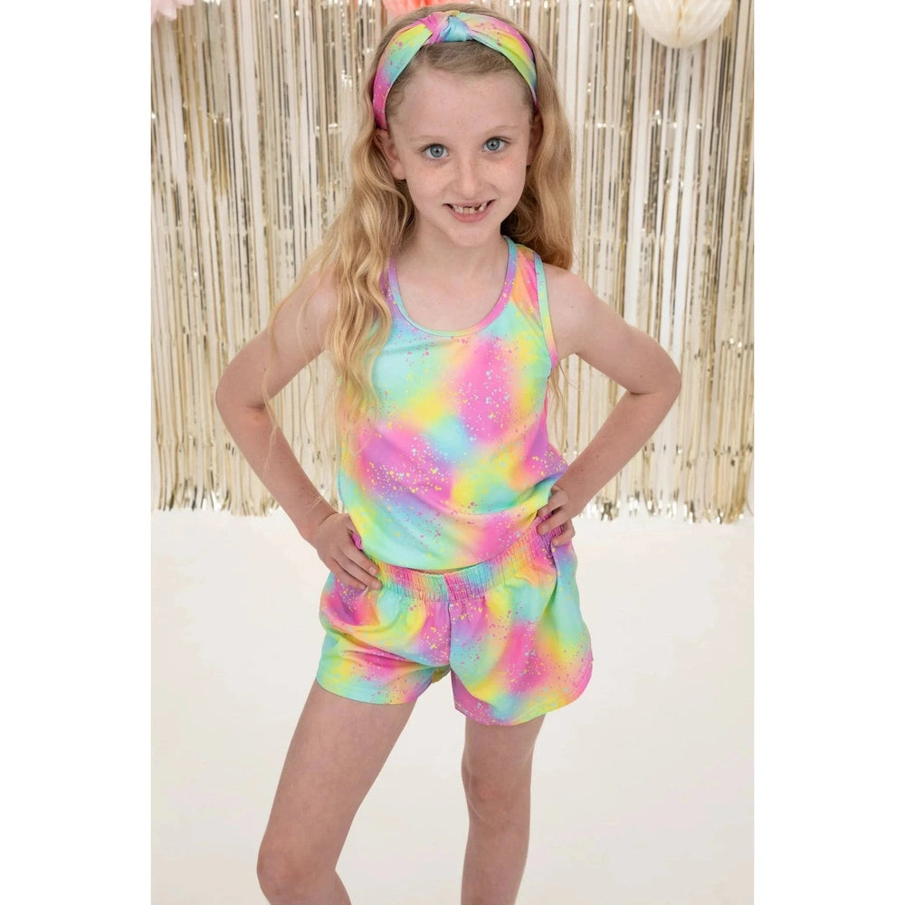 Azarhia Girls Tie Dye Glow Racer Back Tank