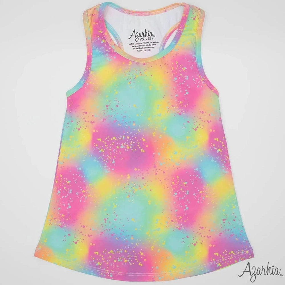 Azarhia Girls Tie Dye Glow Racer Back Tank