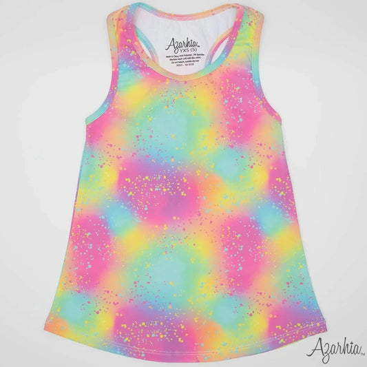 Azarhia Girls Tie Dye Glow Racer Back Tank