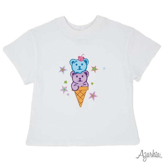 Azarhia LLC Kids White / 4 Toddler Azarhia Gummy Bear Cone Glitter Boxy T-Shirt