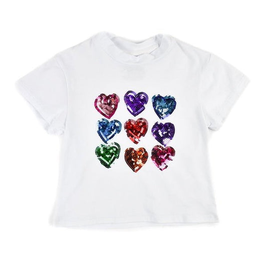 Azarhia Sequin Rainbow Hearts Boxy T-Shirt
