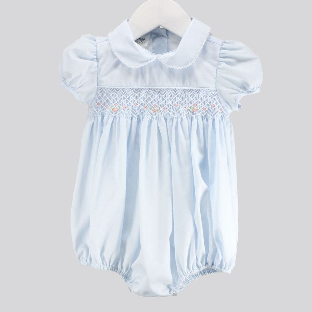 Baby Blessings White/Light Blue / 3 Mo Baby Blessings Girls White Over Light Blue Renee Bubble