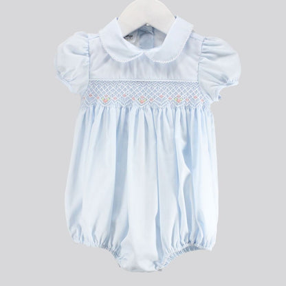 Baby Blessings White/Light Blue / 3 Mo Baby Blessings Girls White Over Light Blue Renee Bubble