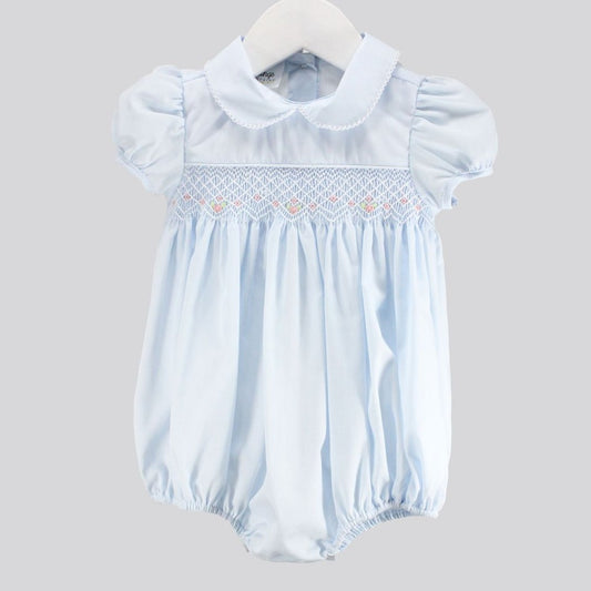 Baby Blessings White/Light Blue / 3 Mo Baby Blessings Girls White Over Light Blue Renee Bubble
