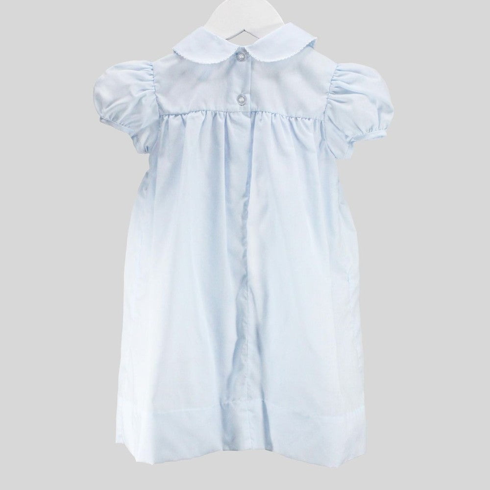 Baby Blessings Baby Blessings Girls White Over Light Blue Renee Dress