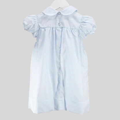 Baby Blessings Baby Blessings Girls White Over Light Blue Renee Dress