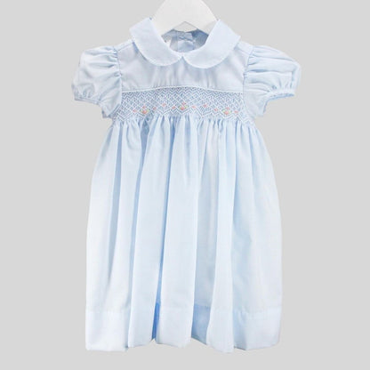 Baby Blessings White/Light Blue / 12 Mo Baby Blessings Girls White Over Light Blue Renee Dress