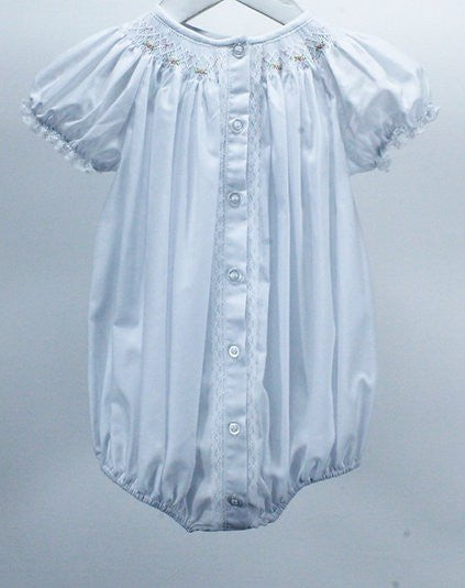 Baby Blessings Apparel & Gifts White / 3 Mo Baby Blessings White Geometric Flowers Sophia Bubble