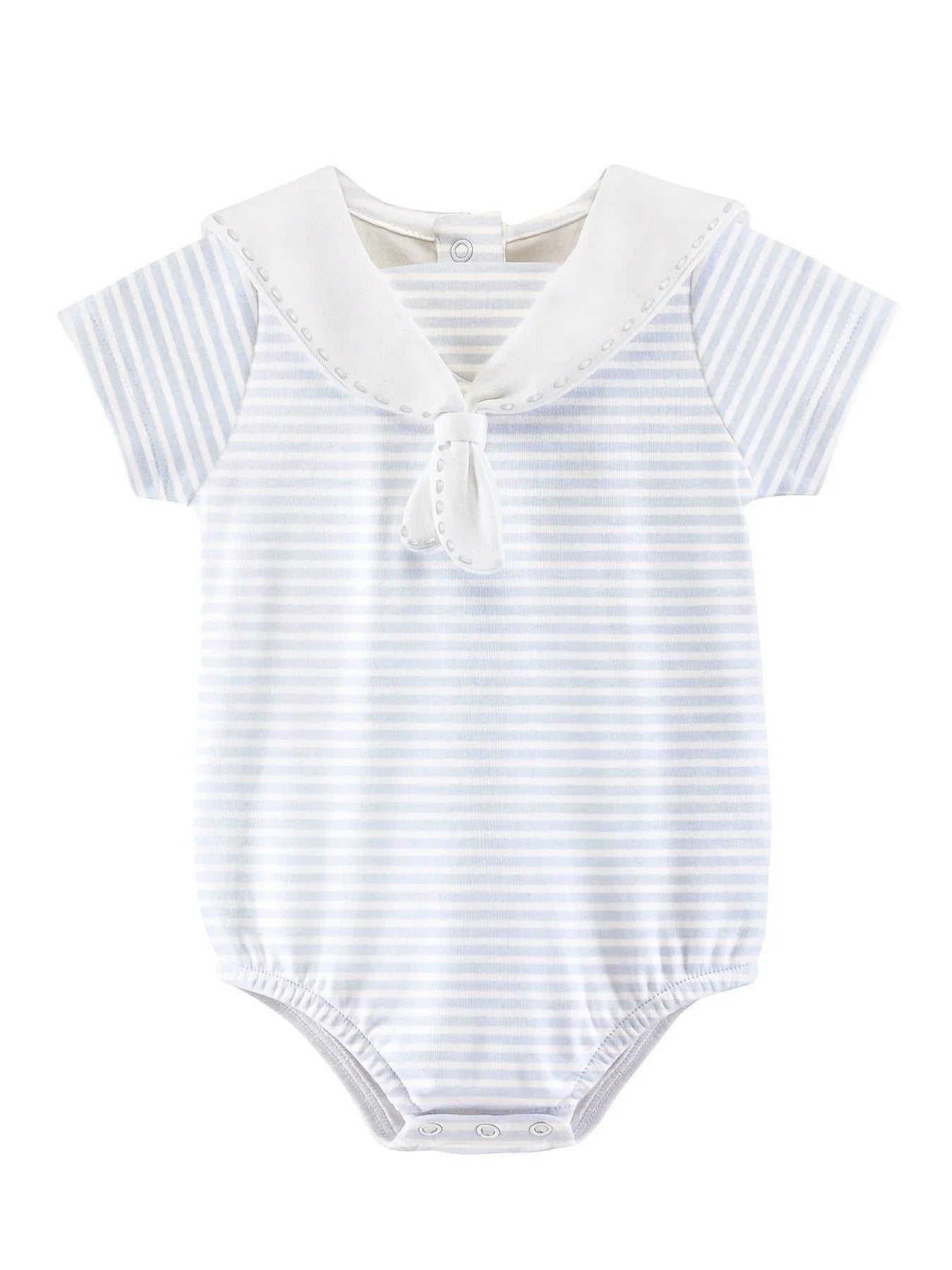 Baby Club Chic Light Blue Stripe Bubble with Sailor Collar