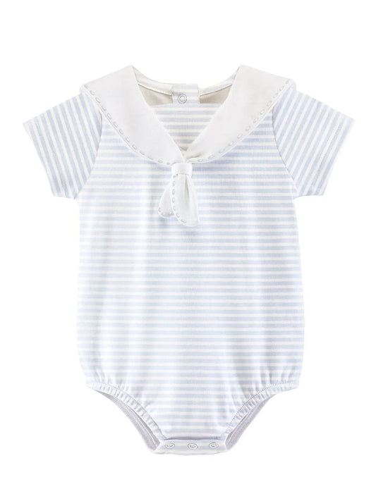 Baby Club Chic Apparel & Gifts Blue / 3-6 Mo Baby Club Chic Light Blue Stripe Bubble with Sailor Collar