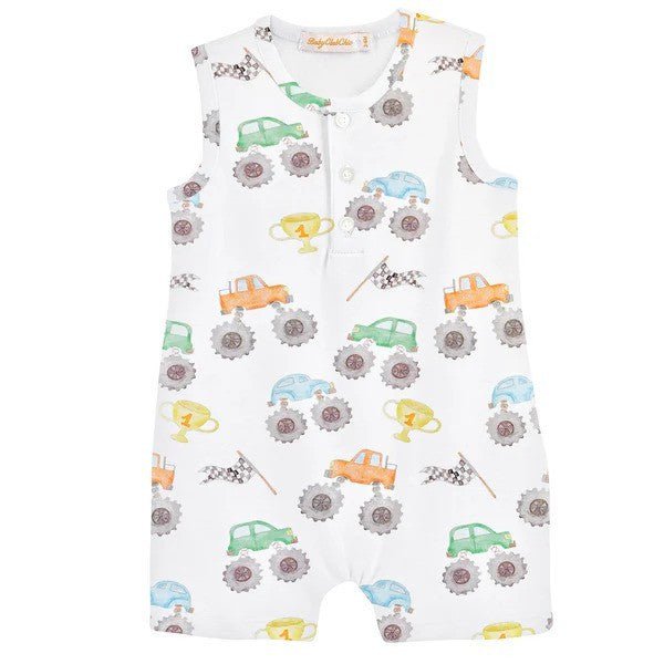 Baby Club Chic Monster Trucks Romper