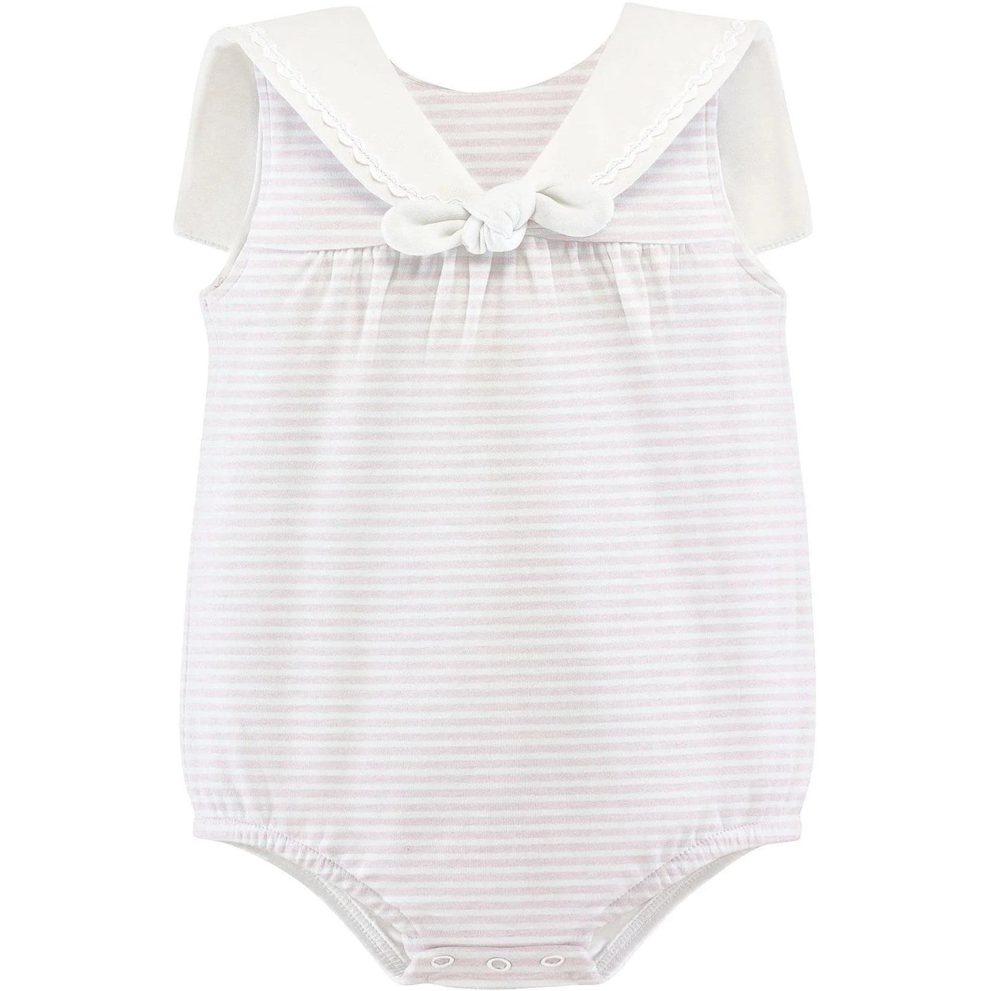 Baby Club Chic Pink Stripes Bubble with Sailor Collar