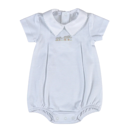 Baby Loren Blue / 3-6 Mo Baby Loren Blue Elephants Embroidered Bubble