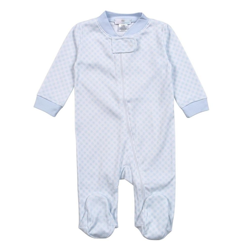 Baby Loren Blue Plaid Zipper Footie  Babysupermarket