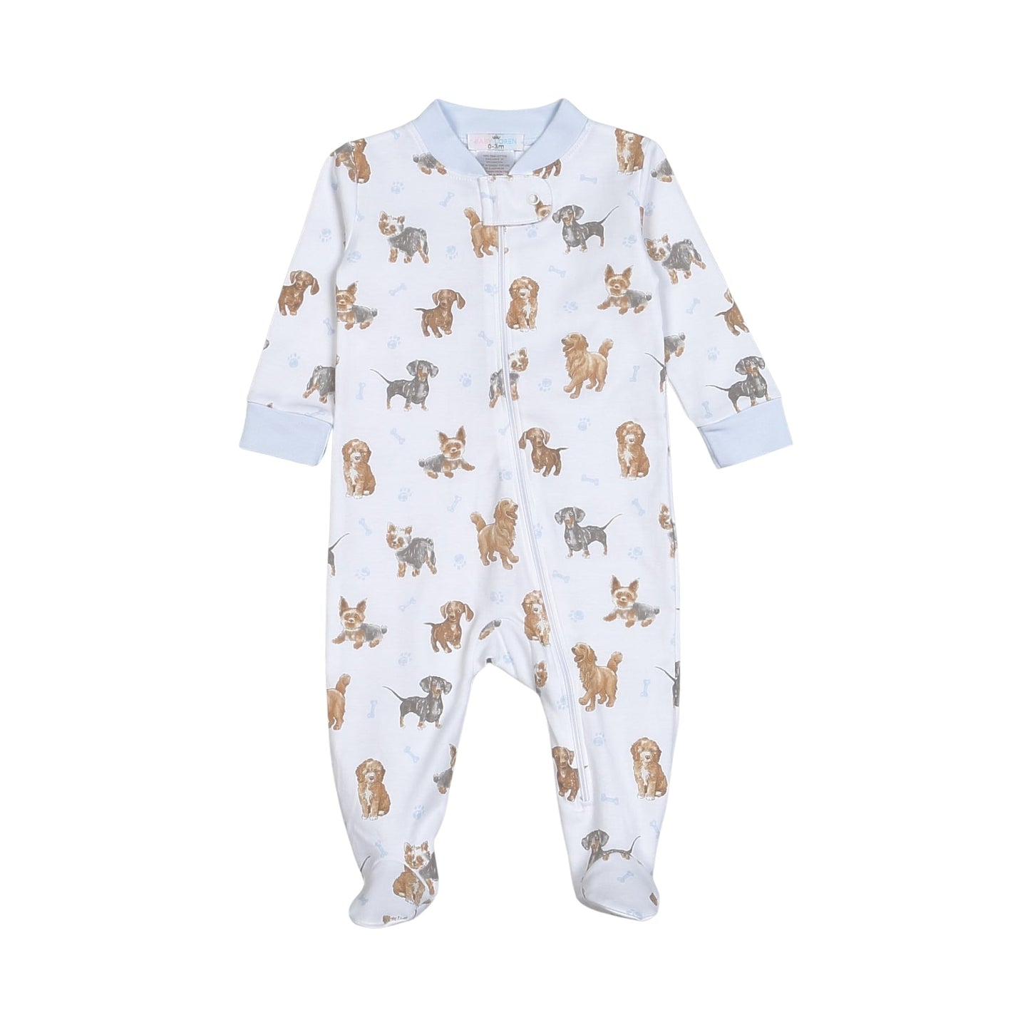 Baby Loren Blue Puppy Pals Zipper Footie