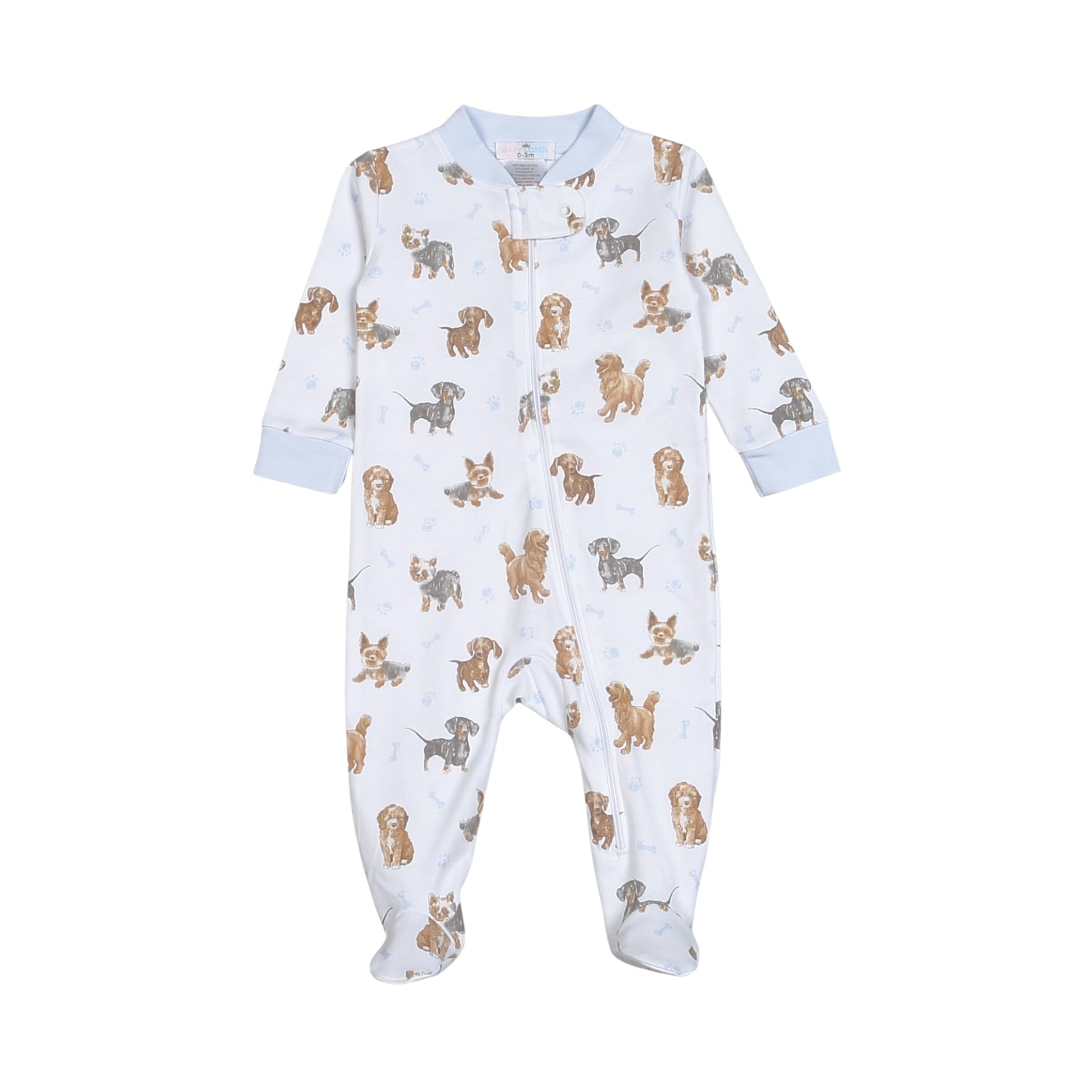 Baby Loren Blue Puppy Pals Zipper Footie